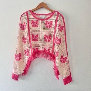 House of Harlow 1960 Pink and Cream Sweater